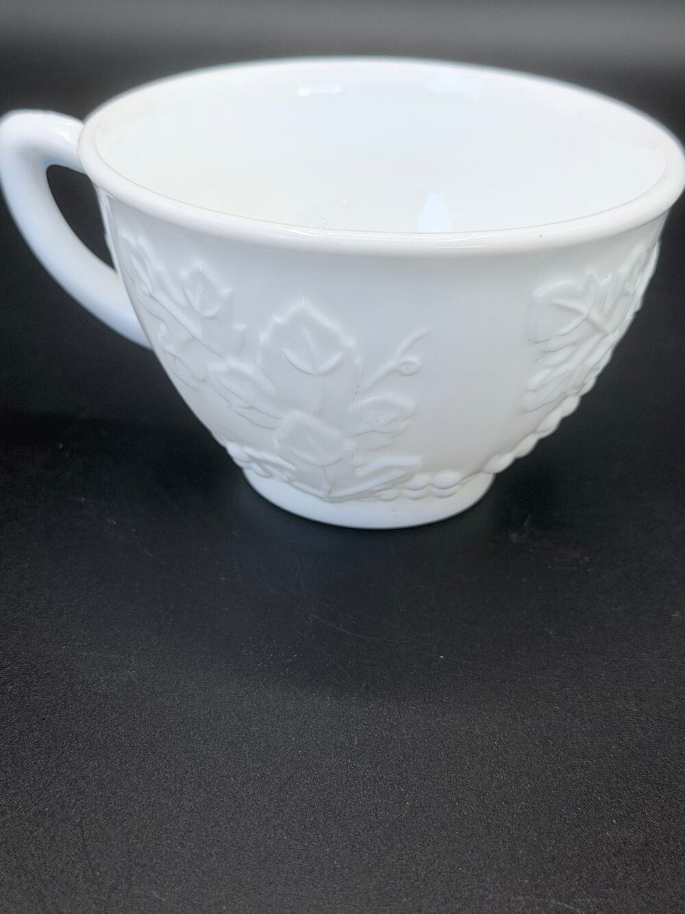 Vintage Westmoreland Paneled Grape Milk Glass Coffee Cup Mug White 2.5”